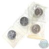 Image 1 : 5 x Strip of 1990 Canada 1oz .9999 Fine Silver Maple Leafs in Sealed Mint Plastic (One coin is toned