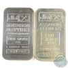Image 1 : 2x Johnson Matthey 1oz .999 Fine Silver Bars - Blank Back & Regular Back Versions. (TAX Exempt)