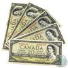 Image 1 : 5x 1954 $20 Bank of Canada Modified Portrait Beattie-Rasminsky Signature Banknotes with Different Pr