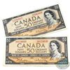 Image 1 : 1954 $50 BC-42b Prefix B/H Bank of Canada Modified Portrait Notes. 2pcs