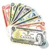 Image 1 : Group Lot of 8x Bank of Canada Multi-coloured Series Banknotes. You will receive $1, $2, 1972 $5, 19