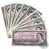Image 1 : Lot of 10x 1954 $10 Bank of Canada Modified Portrait Notes - 2x BC-40a & 8x BC-40b. 10pcs
