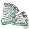 Image 1 : Group Lot of 9x 1967 $1 Bank of Canada Notes. You will receive 5x BC-45b prefix L/O (VF, VF-EF, 2x E