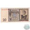 Image 1 : 1939 Germany 20 Mark Note Serial Number D-04519860.