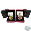 2013 Canada $20 Candy Cane & 2014 $20 Water-Lily and Leopard Frog Venetian Glass Fine Silver Coins. 