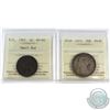 Image 1 : 1861 N.S Small Bud 1-cent EF-40 & 1874 NFLD 50-cent VG-8. Both coins have been certified by ICCS. 2p