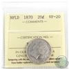 Image 1 : 1870 Newfoundland 20-cent  ICCS Certified VF-20.