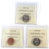 Image 2 : 1963 Canada 5-cent, 2002 Canada 1-cent Red, 2007 Canada 5-cent ICCS Certified MS-65. 3pcs.
