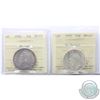 Image 1 : 1950 Canada 50-cent Design ICCS Certified MS-63 & 1950 50-cent No Design ICCS EF-45. 2pcs