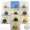 Image 1 : Group Lot of 10x 2000-2017 Canada 1-cent, 5-cent, 25-cent, 50-cent & Loon $1 ICCS Certified - 2009 1