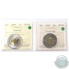 Image 1 : 1999 Nunavut & 2000 Knowledge Two Dollar  ICCS Certified MS-66. 2pcs