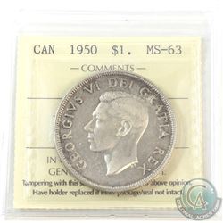 bmo draft bank fee Silver ICCS 63 Dollar 1950 Certified MS Canada bmo draft bank fee Silver ICCS 63 Dollar 1950 Certified MS Canada