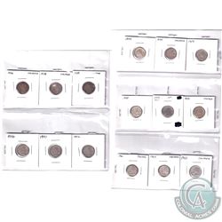 Estate lot of 15x Canada Silver 10-cents in 2x2 holders. This lot includes: 1936,1938,1939,1940,1941