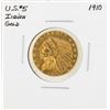 Image 1 : 1910 $5 Indian Head Half Eagle Gold Coin