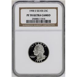 1998-S Washington Silver Proof Quarter Coin NGC PF70 Ultra Cameo