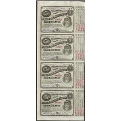 Uncut Sheet of (4) State of Louisiana Baby Bond Obsolete Notes
