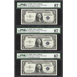 Lot of (3) Consecutive 1935D $1 Silver Certificate Notes PMG Superb Gem Unc 67EP