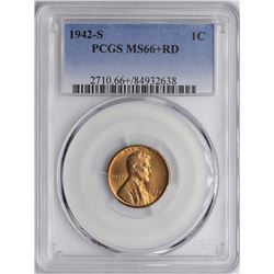 1942-S Lincoln Wheat Cent Coin PCGS MS66+RD