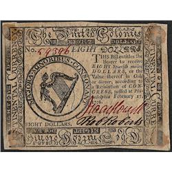 February 17, 1776 $8 Continental Currency Note