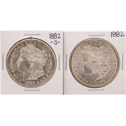 Lot of 1882-S & 1882 $1 Morgan Silver Dollar Coins