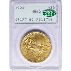 1924 $20 St. Gaudens Double Eagle Gold Coin PCGS MS62 CAC Old Rattler Holder