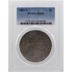 1881-S $1 Morgan Silver Dollar Coin PCGS MS65 NICE TONING