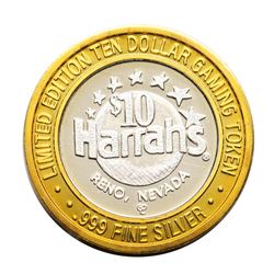 .999 Silver Harrahs Casino Reno Nevada $10 Casino Limited Edition Gaming Token