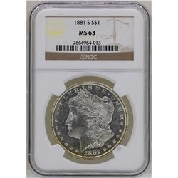 1881-S $1 Morgan Silver Dollar Coin NGC MS63 AMAZING TONING