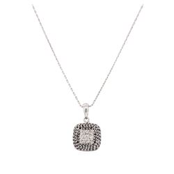 14KT White Gold 0.50 ctw Black and White Diamond Pendant with Chain
