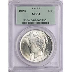 1923 $1 Peace Silver Dollar Coin PCGS MS64