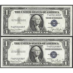 Lot of (2) Consecutive 1935D $1 Silver Certificate Notes