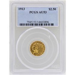 1913 $2 1/2 Indian Head Quarter Eagle Gold Coin PCGS AU53