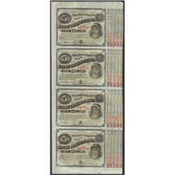 Uncut Sheet of (4) State of Louisiana Baby Bond Obsolete Notes