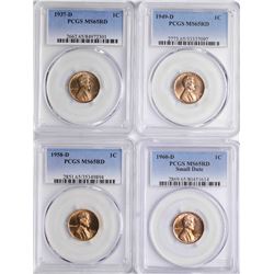 Lot of 1937-D, 1949-D, 1958-D, 1960-D Lincoln Wheat Cent Coins PCGS MS65RD