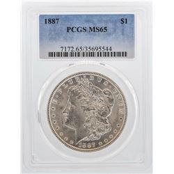 1887 $1 Morgan Silver Dollar Coin PCGS MS65