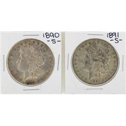 Lot of 1890-S & 1891-S $1 Morgan Silver Dollar Coins