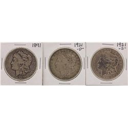 Lot of 1891, 1921-D & 1921-S $1 Morgan Silver Dollar Coins