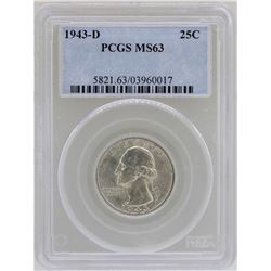 1943-D Washington Quarter Coin PCGS MS63