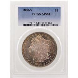 1880-S $1 Morgan Silver Dollar Coin PCGS MS64 Amazing Toning