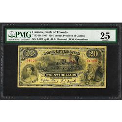 1935 $20 Bank of Toronto, Canada Note PMG Very Fine 25