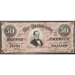 1864 $50 Confederate States of America Note