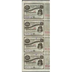 Uncut Sheet of (4) State of Louisiana Baby Bond Obsolete Notes