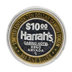 .999 Silver Harrahs Casino Reno Nevada $10 Casino Limited Edition Gaming Token