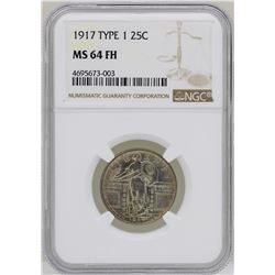 1917 Type 1 Standing Liberty Quarter Coin NGC MS64FH