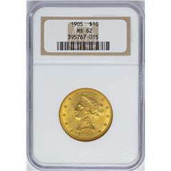 1905 $10 Liberty Head Eagle Gold Coin NGC MS62