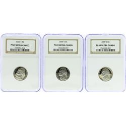 Lot of (3) 2000-S Jefferson Nickel Coins NGC PF69 Ultra Cameo