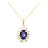 Image 1 : 14KT Yellow Gold 1.60 ctw Sapphire and Diamond Pendant with Chain