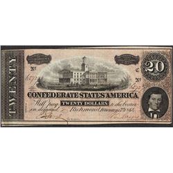 1864 $20 Confederate States of America Note