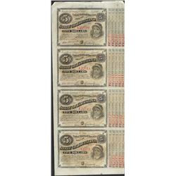 Uncut Sheet of (4) State of Louisiana Baby Bond Obsolete Notes
