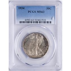 1934 Walking Liberty Half Dollar Coin PCGS MS63